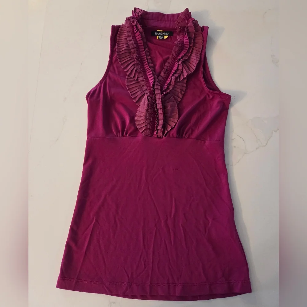 Le Chateau Fuchsia Ruffled Top - Picture 2 of 5